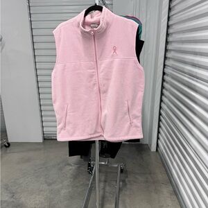 Fleece Vest with Pink Ribbon Embroidery | size XXL